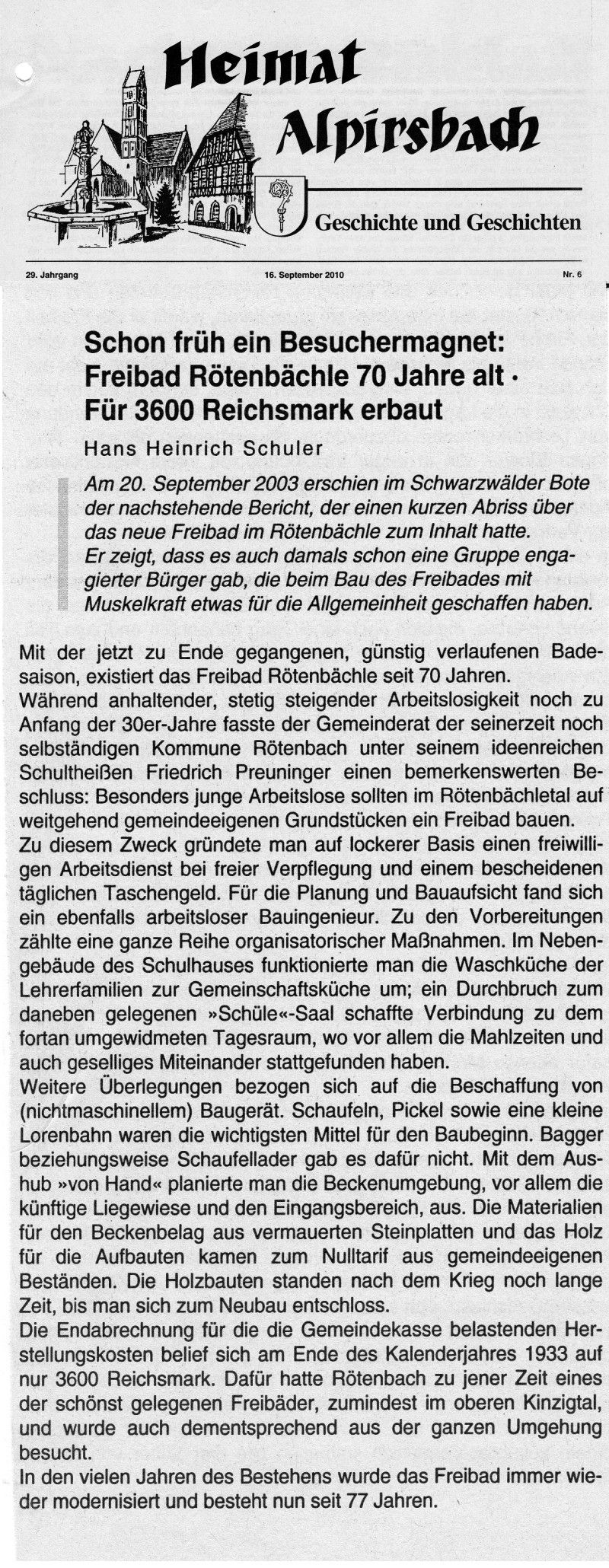 Geschichte des Freibads Alpirsbach